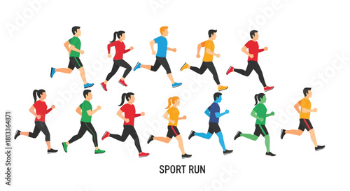 Diverse group of people actively running a race or marathon together