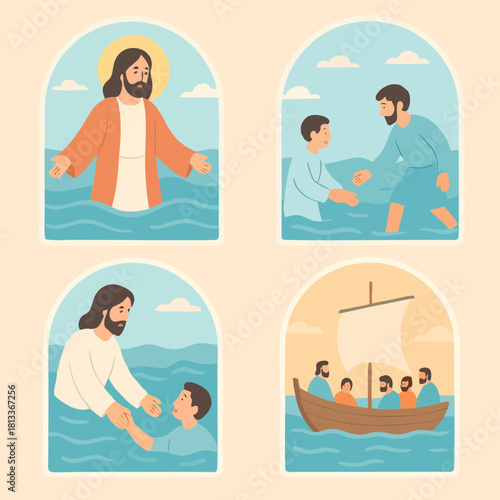 Easter illustration featuring three crosses at sunrise, symbolizing resurrection and hope.