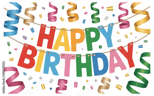 Celebrate a special day with vibrant birthday banner and confetti decorations for invitations, cards, and party supplies that bring joy and festive cheer