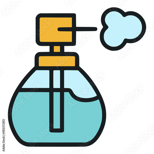perfume spray bottle cologne flat color vector illustration template design