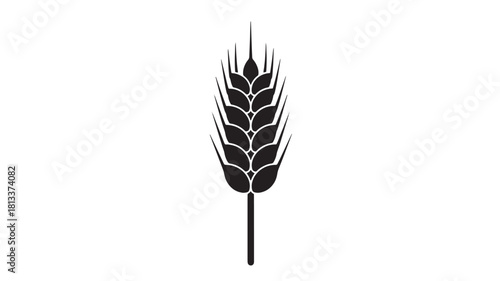 Black Wheat Icon on White Background