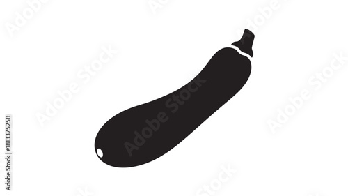Black Eggplant Silhouette Isolated on White Background
