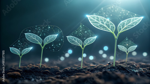 Innovative web3 technologies enable decentralized applications to flourish, symbolized by these glowing seedlings emerging from soil