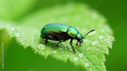 Wallpaper Mural The subtle movements and exploration of a small insect, emphasizing its role within the ecosystem and its connection to the surrounding plant life. Illustrating the insect's journey across foliage,? Torontodigital.ca