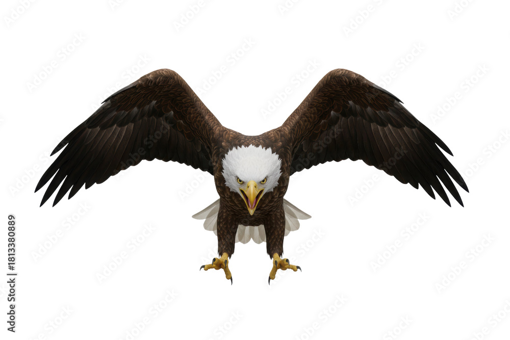 Obraz premium Majestic bald eagle with wings spread wide prepares for flight