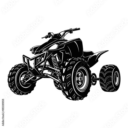 Isolated Quad Bike Silhouette Stock Illustration Adventure Sports Vehicle Design Element
