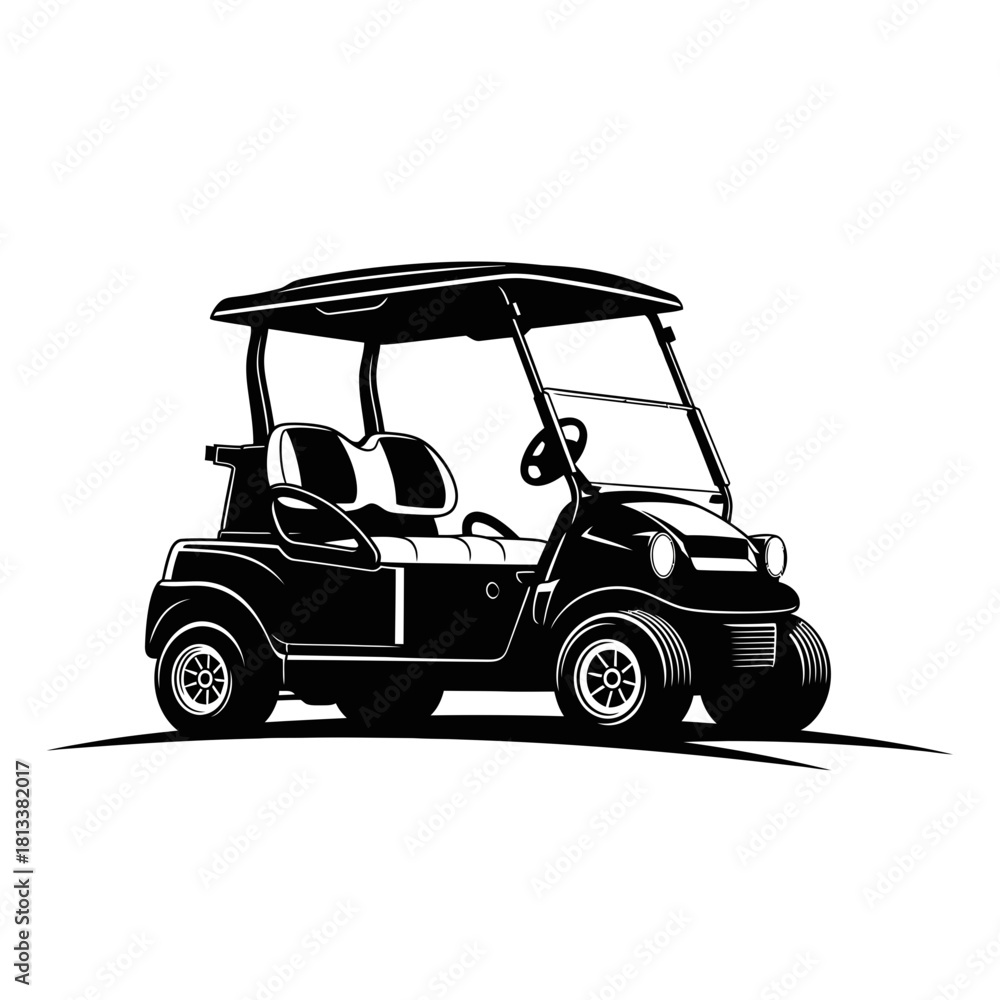 Obraz premium Clean Golf Cart Vector Illustration Side View with Transparent Background Element