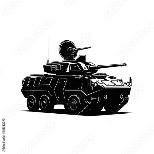 Powerful Infantry Armored Vehicle Silhouette on a Transparent Background Military Defense Icon