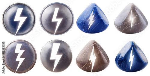 Colorful Icons with Lightning Bolt Design for Creative Projects, isolated on transparent background