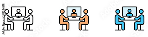 Video conference icon vector. virtual meeting, embracing digital collaboration, team collaborating remotely symbol. vector illustration.