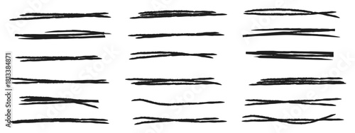 Charcoal pencil straight horizontal lines icon vector. grunge crayon scribble for text highlight, chalk strokes, pencil dividers symbol. vector illustration.