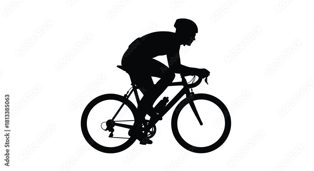 Fototapeta premium Road Cyclist Silhouette Vector Illustration