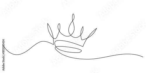 Continuous One Line Drawing of Crown icon vector. royal crown symbol. vector illustration.