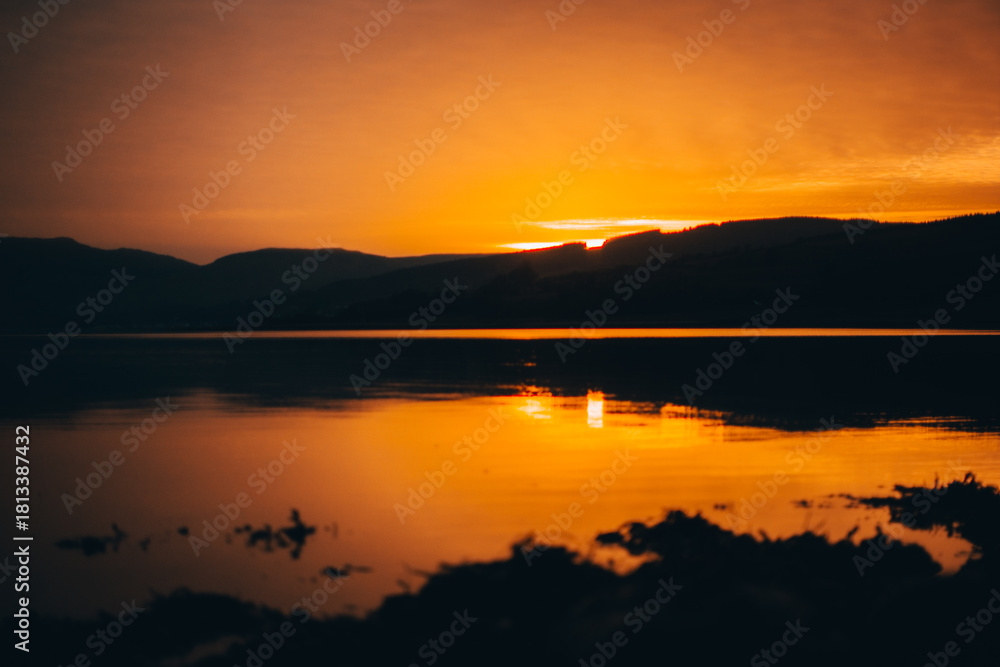 Naklejka premium Sunset on the sea Scotland landscapes