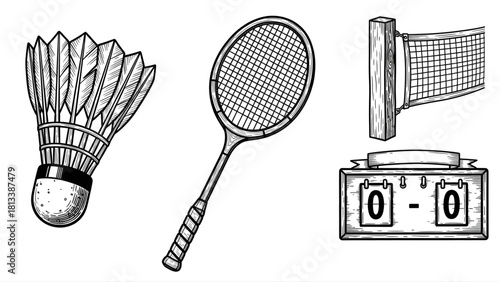 Badminton Essentials Shuttlecock, Racket, and Scoreboard - A Guide to the Game's Key Elements