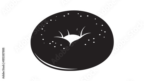Black and white bagel illustration simple vector design isolated on white background