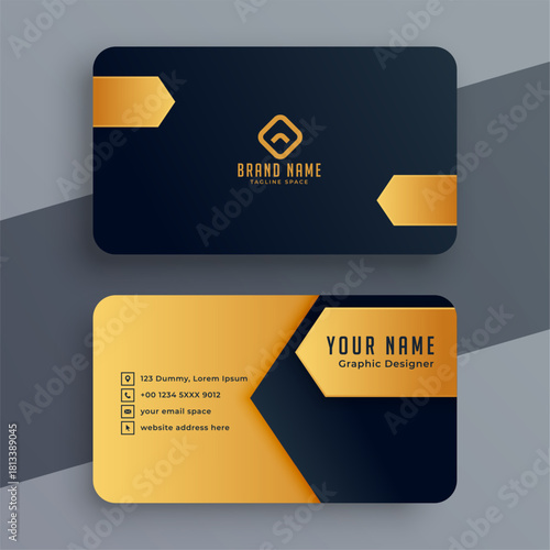 golden and black premium business card template geometric style