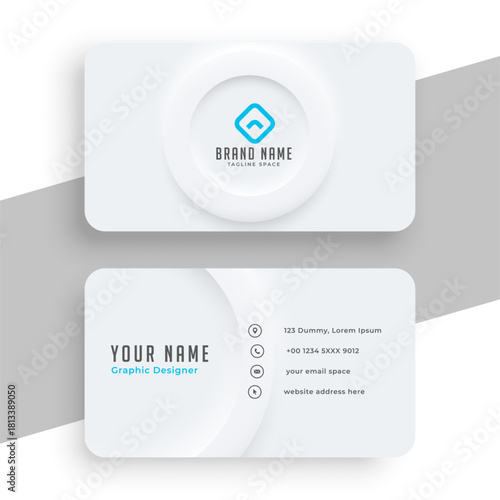 minimal white corporate business card template in neomorphism pattern