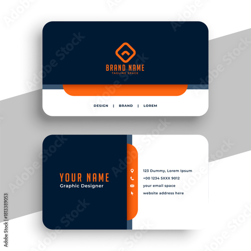 simple blue and white corporate business card in modern style