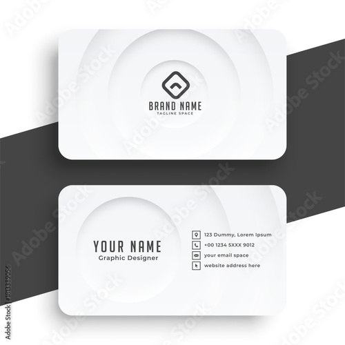 minimal clean white corporate business card in neomorphism style