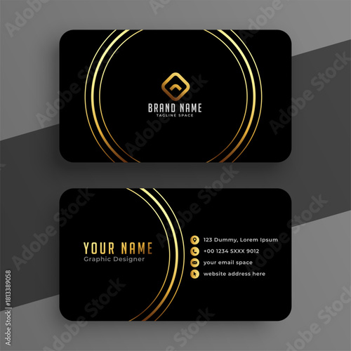 luxury dark black business card template with golden concept