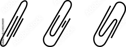 Paper Clip Icon Set – Office Paperclip and Document Vector Icons