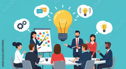 Business Team Brainstorming Meeting and Idea Generation Concept
