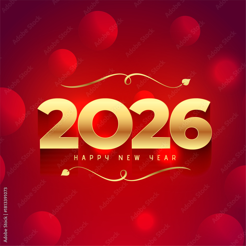 Naklejka premium happy new year 2026 bokeh background design