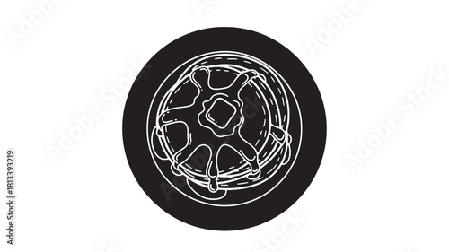 Car wheel vector icon simple line art design isolated on white background for automotive industry use