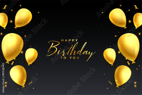 3d golden balloons for birthday fun background design