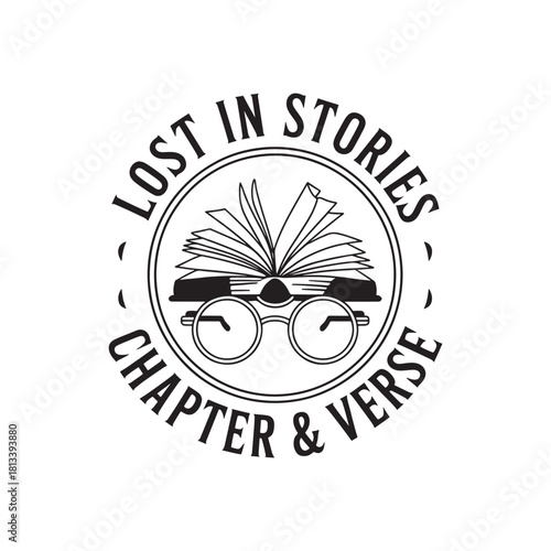 Vintage logo design featuring an open book and glasses perfect for a bookstore library or literary event isolated on white