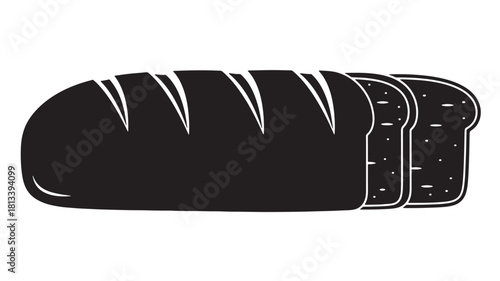 Black silhouette of sliced bread simple flat vector illustration for bakery or food related design isolated on white background