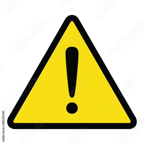 Yellow warning sign with black exclamation mark