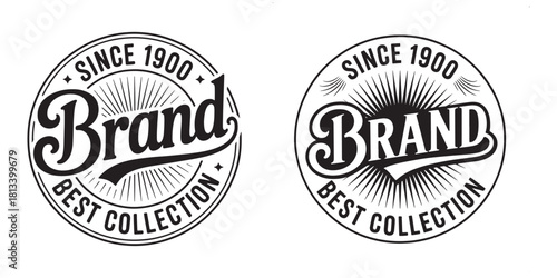 Vintage brand logo design featuring a retro style and circular badge ideal for product labels and company branding