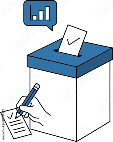 3D illustration vector icon of a voting ballot box container design symbol