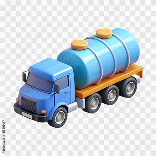 3D Fuel Tanker Truck Icon | Petroleum Transport Vehicle, Liquid Cargo Symbol