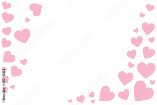 PiCute pink hearts border frame on white background with copy space for text suitable for valentine day greeting card wedding invitation and romantic love concept illustration.
