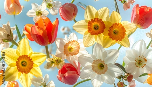 Wallpaper Mural Spring Blossom A Vibrant Tapestry of Daffodils and Tulips in Bloom Torontodigital.ca