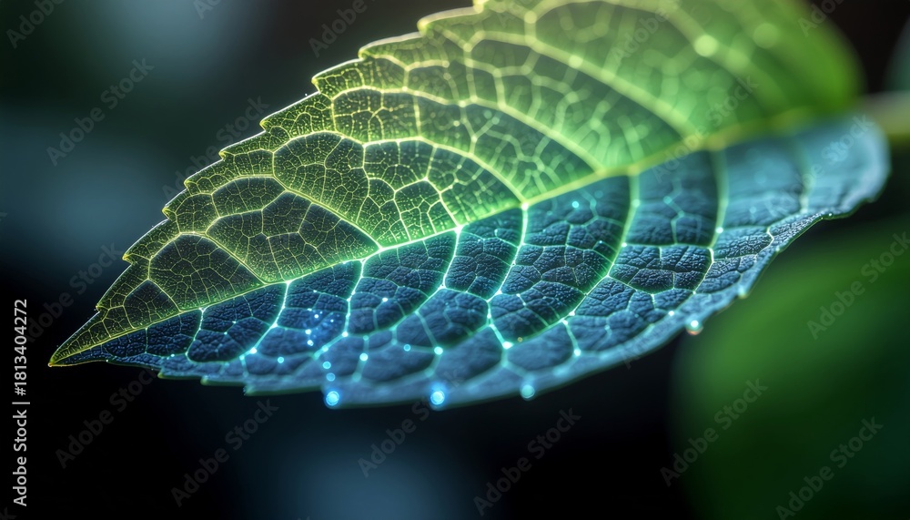 Fototapeta premium Enchanting Dewdrop Leaf A Magical Nature's Embrace