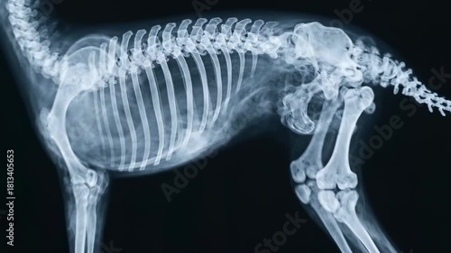Dog Skeleton X-Ray - Anatomy and Veterinary Imaging Analysis.