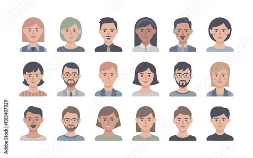 Diverse team avatars showcasing professional modern staff for website profiles and social media platforms, promoting inclusivity and approachable workforce representation