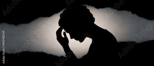 Silhouette concept for depression, anxiety, and sadness. Mental health background showing stress and person in despair