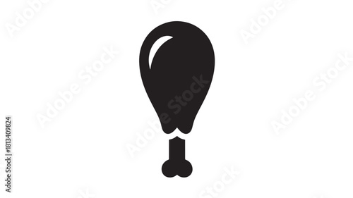 Fried chicken leg icon simple flat vector glyph isolated on white background for menu design