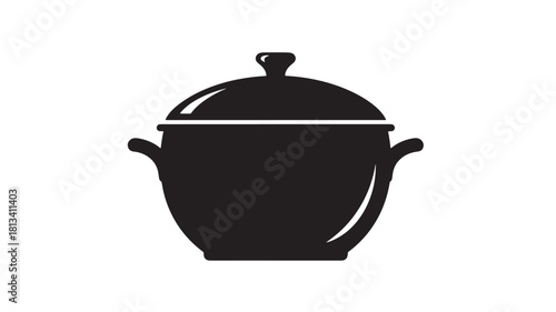 Black pot icon simple flat vector design element isolated on white background