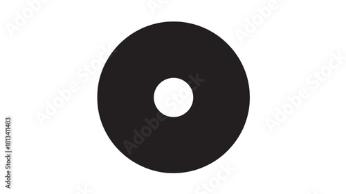 Simple black circle with a hole flat vector design element isolated on white background