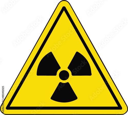 Radiation Hazard Warning Sign Yellow Triangle Black Symbol Danger Caution Safety Icon