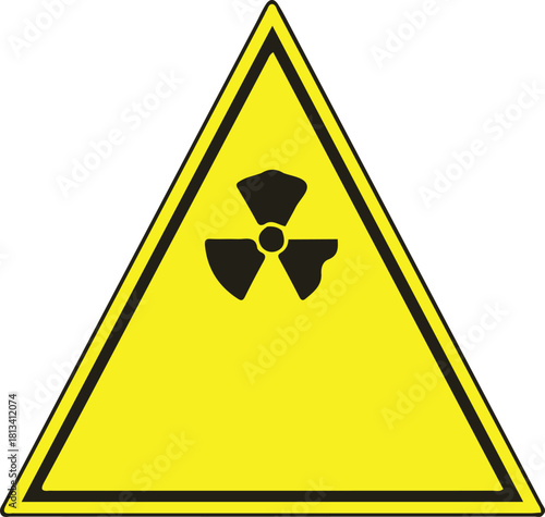 Radiation Hazard Warning Sign Yellow Triangle Black Symbol Danger Caution Safety Icon