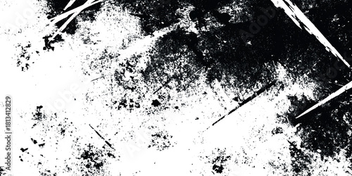 Black and white scratch grunge texture overlay worn wall background with heavy diagonal scratch mark.