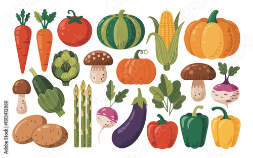 Fresh harvest of colorful vegetables, a vibrant collection for healthy eating promotions and farm-to-table designs, ideal for culinary projects