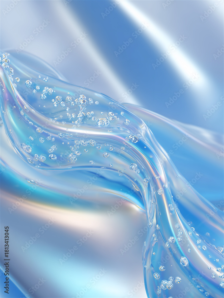 Fototapeta premium 細かい空気の泡の入ったブルーのジェル背景